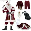 Themenkostüm Rot Deluxe Samt Fancy 8-teiliges Set Weihnachtsfeier Mann Kinder Familie Kommen Weihnachten Weihnachtsmann Anzug Erwachsene Weihnachten Cosplay Kommen T231013