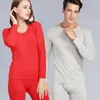 Sous-vêtements thermiques pour hommes hommes et femmes hiver Lycra haute qualité amant coton solide col rond chaud léger longs ensembles de Johns