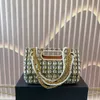 23A Pearl Wool Shoulder Bag Classic Plaid Bag Flip Top Beautiful Pearl Buckle Luxury Handbag Matelasse Chain Diagonal Shoulder Bags Underarm Bag Makeup