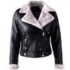 Pelle da donna WYWMY Autunno Inverno PU Giacca da donna Cappotto in pelliccia sintetica da donna Slim Short Motorcyle Biker Basic Warm Peluche Outwear