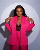 2 Pcs Hot Pink Women Suit Set Blazer And Flare Pants Formal Wedding Tuxedo Sexy Split Coat Jacket Prom Dress Custom Made Costume