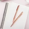 1000 Teile/los Schlanke Metall Kugelschreiber Rose Gold Individuelles Logo Werbung Schriftzug Graviert Name Schule Bürobedarf Geschenke