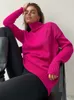 Maglioni da donna Rosa Rosso Autunno Inverno Maglione Pullover 2023 Dolcevita verde basic Maglione oversize lavorato a maglia vintage per le donne 231012