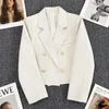 Kvinnors kostymer kvinnor super kort blazer formella smala blazers dam kontor arbetsdräkt knappjackor kappa kvinnliga korea casual femme