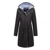 Płaszcze damskie płaszcze na zewnątrz długie luźne luźne luźne płaszczowe kurtkę wiatrówki zwykłe stałe kolory przyciski wiatroodporne wodoodporne z kapturem