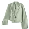 Costumes pour femmes femmes Super court Blazer formel mince Blazers dame bureau travail costume bouton vestes manteau Femme corée décontracté Femme