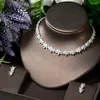 Halsbandörhängen Set Hibride Högkvalitativ blommabladdesign och örhänge kubiska zirkoniumkvinnor Brud Bijoux N-1731