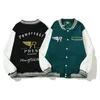 デザイナージャケットは、爆撃機綿の所有者のクラブメンズウィンドブレーカーバーシティメンズ野球ヒップホップレターパッチワークレザー刺繍セント