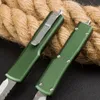 H1097 High End Small AUTO Tactical Knife D2 Satin Blade CNC Green Aviation Aluminum Handle Outdoor Mini EDC Pocket Knives with Nylon Bag