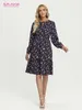 Urban Sexy Dresses S.Flavor Women's Printing Casual Dress Elegant Long Sleeve O-Neck A-Line Midi Dresses For Female Working Clothes 231012