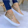 Klänningskor Fashion Casual Sneakers Women 2023 Flats Rhinestone Bling Chic Shining Star Sying Thick Sole Slip på Platform 231013