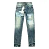 Designer homens mulheres calças ksubi high street roxo retro pintura ponto pés finos micro elástico jeans hip-hop zíper buraco p 938