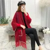 Sciarpe Autunno e inverno Cappotto in velluto di visone imitazione con maniche Scozzese Scialle a mantella da donna con frange larghe Maglieria alla moda