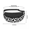 Waist Bags Black And White Two Tone Bag Mod Ska Flower Travel Unisex Pack Polyester Pattern