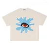 Men's T Shirts Washed Vintage Foam Flame Eye Print Shirt Men Women 1:1 Quality Gray Oversized T-shirt Top Tees