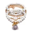 Link Bracelets Layered Imitation Pearl Bead Chain With Starfish/Shell Pendant Necklace For Women Trendy Ladies Neck Jewelry Fashion