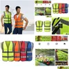 Fourniture de sécurité sur le lieu de travail en gros haute visibilité travail construction avertissement réfléchissant trafic gilet de travail vert réfléchissant tissu de sécurité Dhjzf