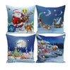New Santa Claus Pillow Cases Christmas Decoration LED Christmas lights Cushion Cover For Home Cotton Linen Pillow Cover