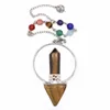 Hanger Kettingen Reiki Healing 7 Chakra Slingers Voor Wichelroedelopen Natuursteen Zeshoekig Prisma Piramide Wit Paars Kristal Rozenkwarts