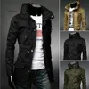 Herren Leder Faux Männer England Stil Stehkragen Jacke Trench Armee Grün Business Casual Slim Windjacke für Mantel 231013