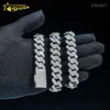 Ny ankomst toppkvalitet 15mm hiphop 925 Sterling Silver Luxury Baguette Iced Out Moissanite Diamond Cuban Link Chain