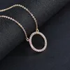 Pendant Necklaces LEEKER Simply Circle Round Crystal Choker Necklace Link Chain For Women Wedding Accessories Earings Fashion ZD1 XS8