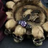 Solitaire Ring Retro Punk Skull Gothic Ring For Women Men Halloween Goth Black Gold Color Rings Accession Wholesale Fashion Jewelry R523 231013