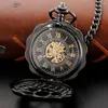 Pocket Watches oregelbundet mönster unisex mode romerska digital mekanisk steampunk titta på mäns halsband hänge med kedje gåva