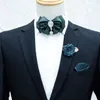 Gravatas borboletas gravata borboleta conjunto para ternos de negócios masculinos acessórios colar flores homens casamento bowtie pinos toalha de bolso 3 peças 231012