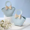 Cadeau cadeau 40pcs sac de bonbons en cuir pour mariage bleu anniversaire portable sac à main bébé douche bricolage petit panier sacs d'emballage en gros