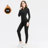 Yoga Outfit Autumn and winter plus velvet fitness suit women's high elastic tight exercise running training yoga twopiece casual su 231012