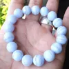 MG1130 High Grade Genuine 12 MM Blue Lace Agate Chalcedony Bead Bracelet For MEN or WOMEN Gift for Him169O