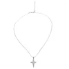 Pendentif Colliers Simple Étoile À Quatre Branches Pour Femmes Filles Collier Crucifix Ras Du Cou Bijoux Cadeaux