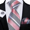 Krawatten, rosa-silberne Kunststoff-Krawattenschnalle, Designer-gestreifte Seidenkrawatten für Männer, 8 cm, Business-Hochzeit, Party-Accessoires, Geschenk-Krawatten-Set 231013
