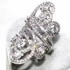 2017 Nya ankomst mode smycken 925 Sterling Silver White Topaz Simulated Diamond Gemstones Heart Cut Wide Ring för Wome332V