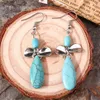 Boucles d'oreilles créoles bohémien Vintage, ensemble de boucles d'oreilles pour femmes, Turquoise, papillon, cercle, accessoires de goutte, Style ethnique Tribal, bijoux cadeaux