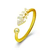 Wedding Rings Trendy Fishbone Ring For Women Inlaid Zircon Adjustable Opening Finger Party Gifts Arrivals 2023 Jewelry