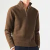 Männer Pullover Half Zip Männlich Casual Einfache Unten Pullover Pullover Einfarbig Warme Gestrickte Langarm Sweatshirts Tops Mäntel 231012