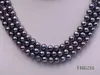 Choker Terisa Pearl Jewelry 3 Strand 6-7mm Black Round Freshwater Necklace For Women T-FNM298