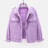 Women's Jackets Women's Denim Jacket Spring Autumn Short Coat Pink Jean Jackets Casual Tops Purple Yellow White Loose Tops Lady Outerwear KW02 231012