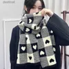 Scarves Knitted Scarf Love Heart Scarf Black White Plaid Scarf Thickened Warm Winter Women's Scarves Christmas New Year GiftsL231013