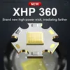 Torches Super XHP360 LED مصباح يدوي قوي USB Recharge Light Flash Light 26650 High Power LED المصابيح الكهربائية التكتيكية Torch طويلة المدى Q231013
