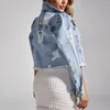 Giacche da donna Giacca di jeans Primavera Autunno Cappotto corto Blu Jean Casual Top Fori Strappato Sfilacciato Slim Lady Capispalla Casaco