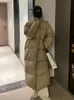Женские пуховые парки, корейская толстая однотонная длинная куртка, женское пальто с отложным воротником, свободные рукава, 2023, зимняя женская теплая повседневная одежда на молнии, 231012