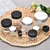 5g 10g Glass Jar Face Cream Bottle Cosmetic Empty Container with Black Silver Gold Lid and Inner Pad for Lotion Lip Balm Mjwrw