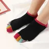 Women Socks Cotton Anti-slip Sweaty Invisible 5 Fingers Toe Ankle Boat