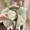 Ceketler Varış Bahar Sonbahar Bebek Kızlar Örme Sweaters Yeşil Kalp Baskı Tek Göğüslü Gömlek Kürk Mağazalar Toddler hırka