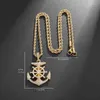 Pendentif Colliers Mode Ancre Forme Croix Collier Punk Glacé Cubique Zircon Mariage Pour Femmes Hommes Hip Hop Gothique Bijoux