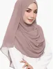 Halsdukar 70180 cm muslimsk chiffong hijab sjalar halsduk kvinnor fast färg huvud wraps hijabs damer foulard femme slöja 231012