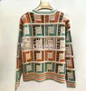 Designer Kvinnors tröja Knit V-hals Single-Breasted Cardigan Color tredimensionell Heavy Industry Letter Jacket